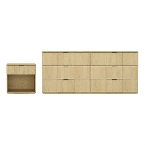 Clive Mid-Century Modern 2-Piece Dresser and Nightstand in Natural Oak