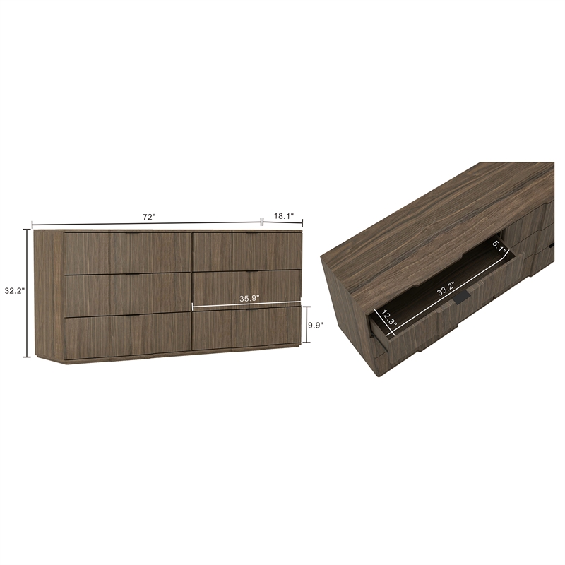 Clive Mid-Century Modern 2-Piece Dresser and Nightstand in Walnut