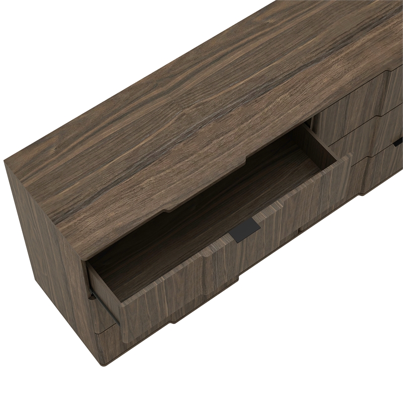 Clive Mid-Century Modern 2-Piece Dresser and Nightstand in Walnut
