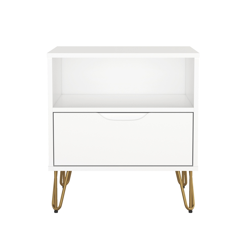 Avira Mid-Century Modern 2-Piece Dresser and Nightstand in White