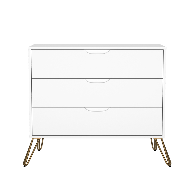 Avira Mid-Century Modern 2-Piece Dresser and Nightstand in White