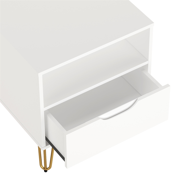 Avira Mid-Century Modern 2-Piece Dresser and Nightstand in White