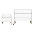 Avira Mid-Century Modern 2-Piece Dresser and Nightstand in White
