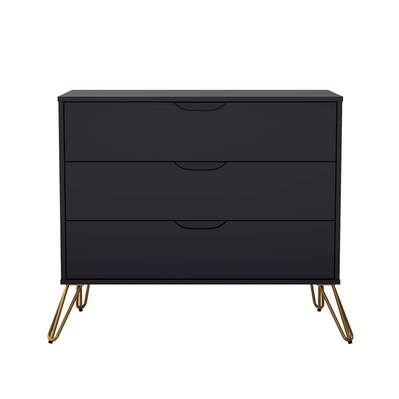 Avira Mid-Century Modern 2-Piece Dresser and Nightstand in Black