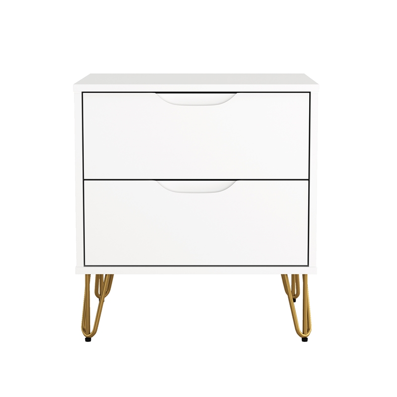 Avira Mid-Century Modern 2-Piece Dresser and Nightstand in White