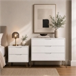 Avira Mid-Century Modern 2-Piece Dresser and Nightstand in White