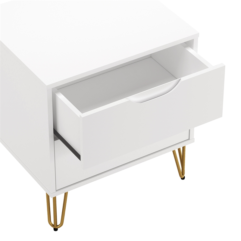 Avira Mid-Century Modern 2-Piece Dresser and Nightstand in White