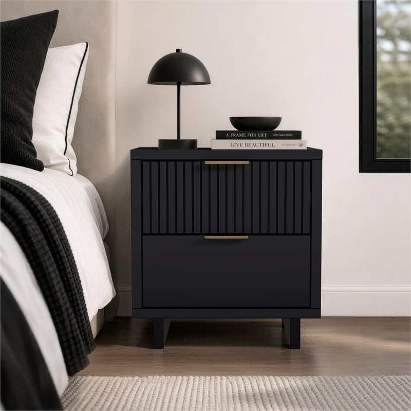 Elara Contemporary 2-Piece Dresser and Nightstand in Black