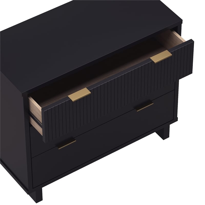 Elara Contemporary 2-Piece Dresser and Nightstand in Black