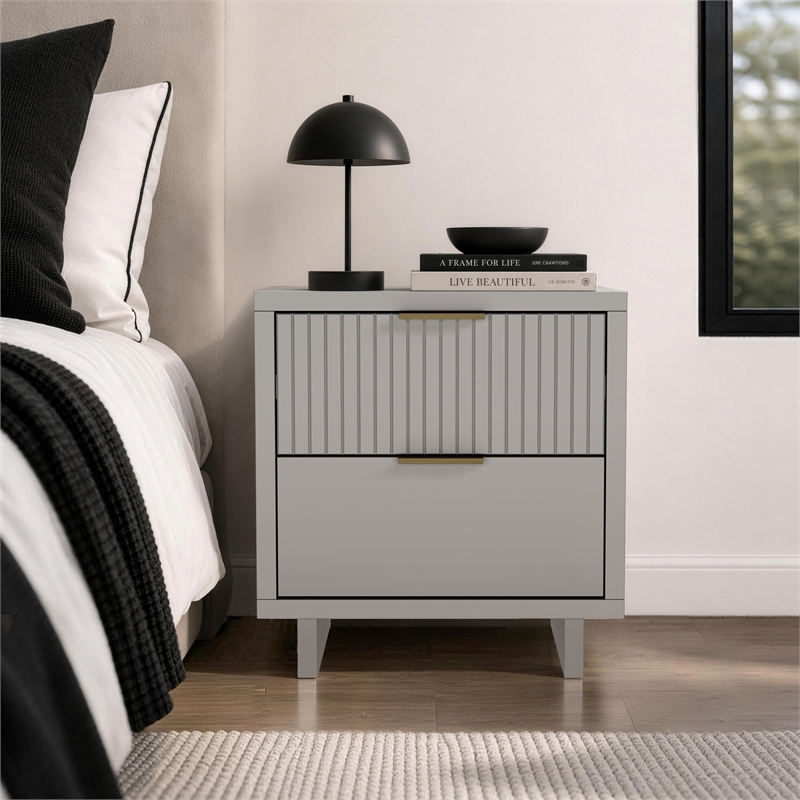 Elara Contemporary 2-Piece Dresser and Nightstand in Light Gray