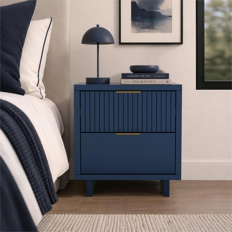 Elara Contemporary 2-Piece Dresser and Nightstand in Midnight Blue