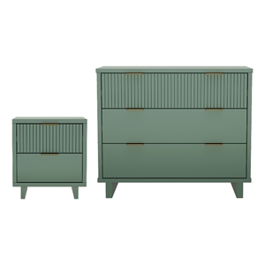 Elara Contemporary 2-Piece Dresser and Nightstand in Sage Green