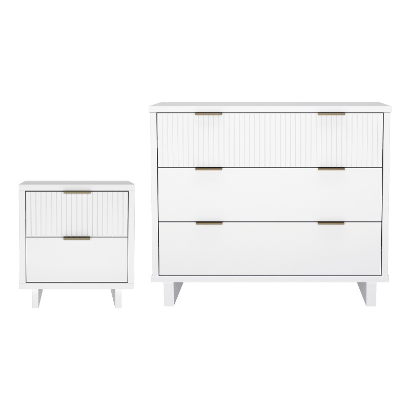 Elara Contemporary 2-Piece Dresser and Nightstand in White