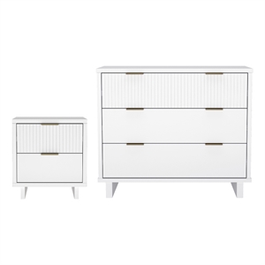 Elara Contemporary 2-Piece Dresser and Nightstand in White