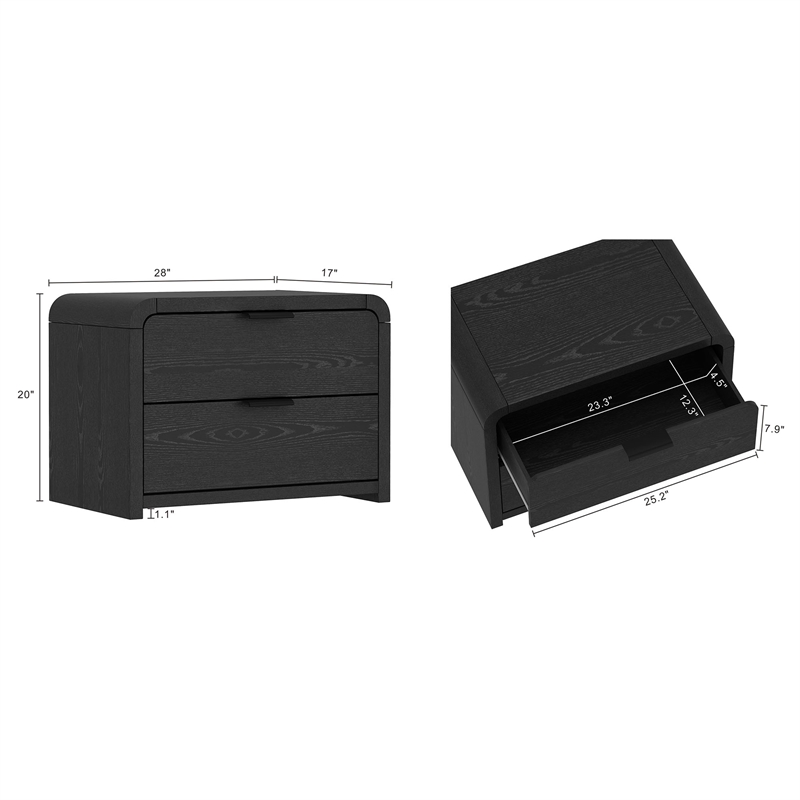 Grace Modern 2-Piece Dresser and Nightstand in Black
