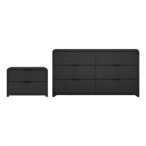 grace modern 2-piece dresser and nightstand in black