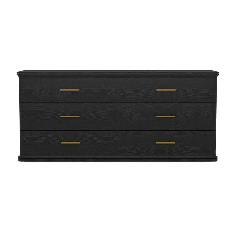 Clifford Traditional 3-Piece Dresser and Nightstand in Black