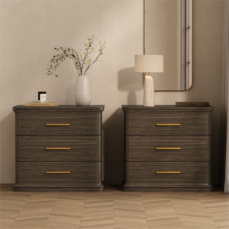 Clifford Traditional 3-Piece Dresser and Nightstand in Walnut