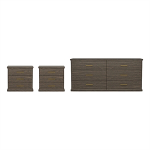 Clifford Traditional 3-Piece Dresser and Nightstand in Walnut