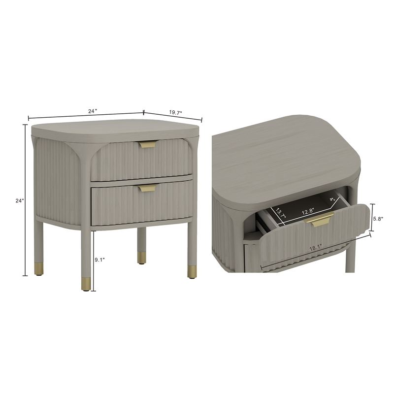 Park Contemporary 3-Piece Dresser and Nightstand in Gray