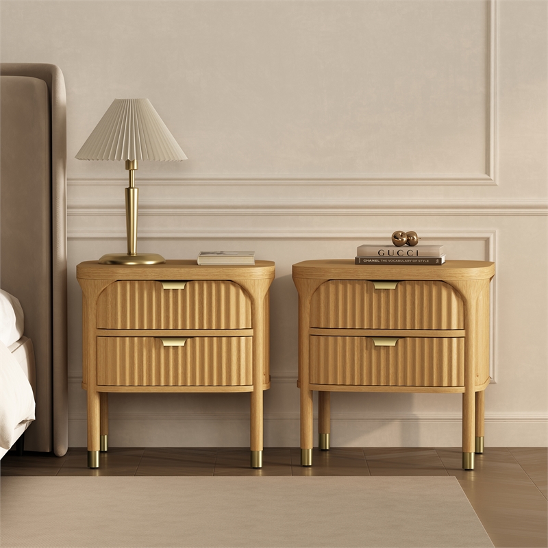 Park Contemporary 3-Piece Dresser and Nightstand in Natural