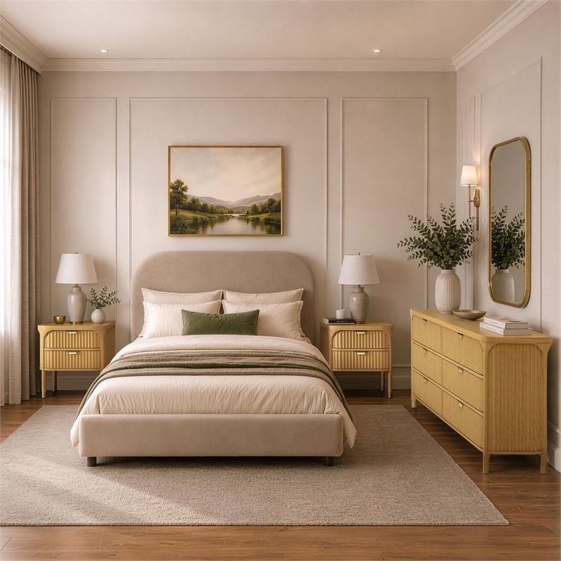Park Contemporary 3-Piece Dresser and Nightstand in Natural