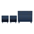 Elara Contemporary 3-Piece Dresser and Nightstand in Midnight Blue