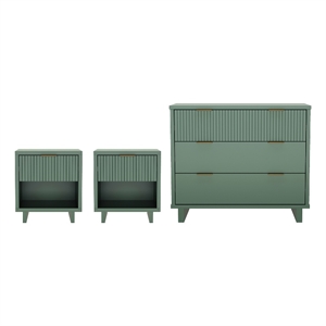 Elara Contemporary 3-Piece Dresser and Nightstand in Sage Green