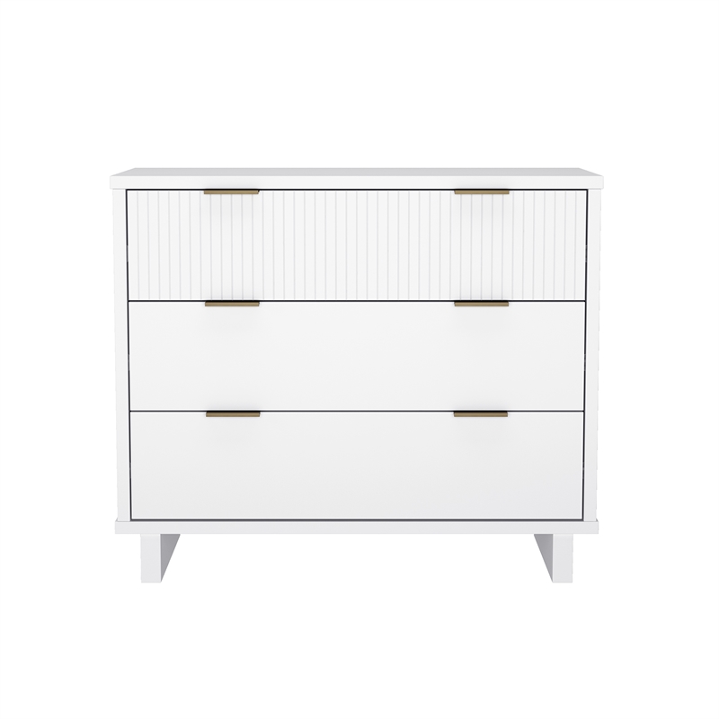 Elara Contemporary 3-Piece Dresser and Nightstand in White