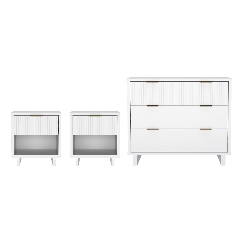 Elara Contemporary 3-Piece Dresser and Nightstand in White