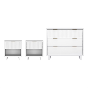 Elara Contemporary 3-Piece Dresser and Nightstand in White