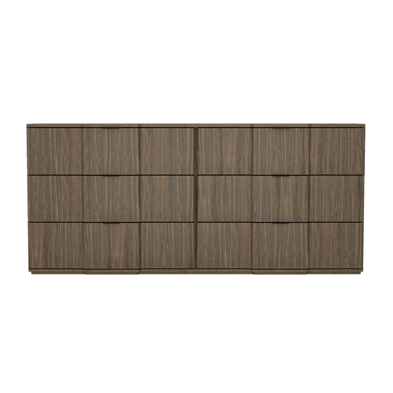 Clive Mid-Century Modern 3-Piece Dresser and Nightstand in Walnut