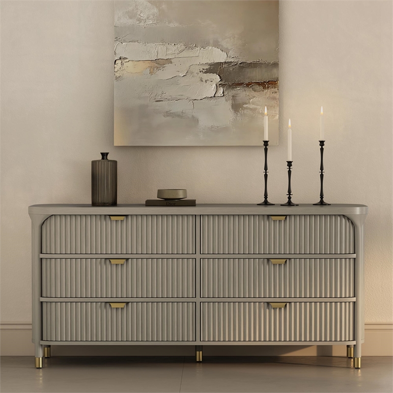 Park Contemporary 2-Piece Dresser and Nightstand in Gray