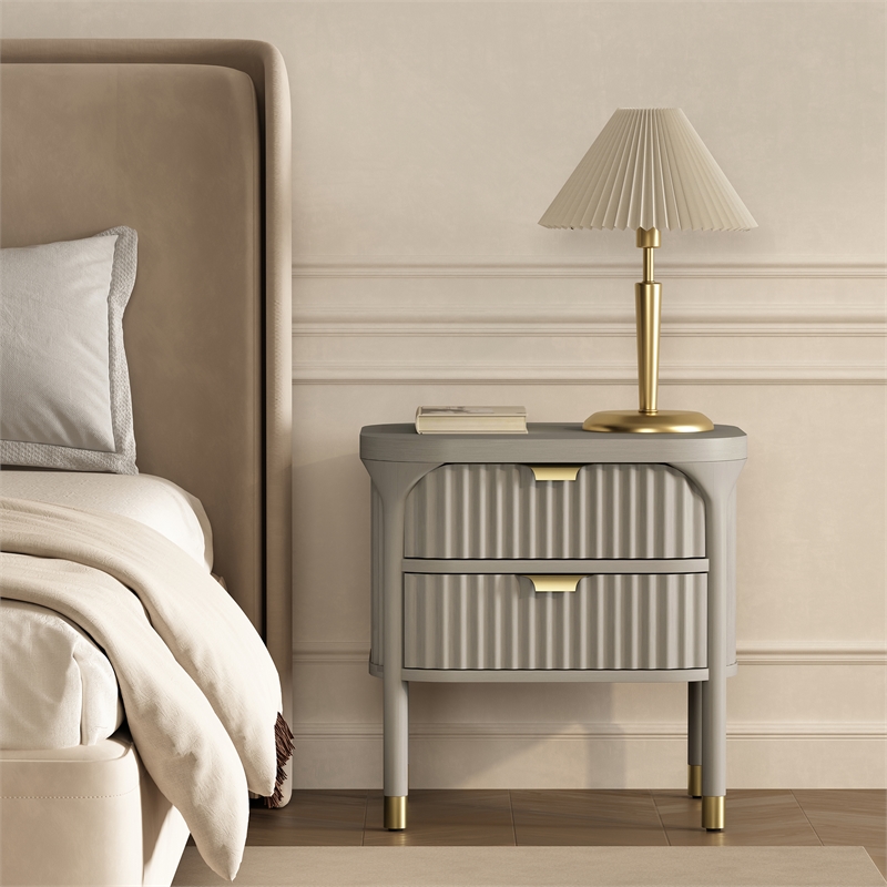 Park Contemporary 2-Piece Dresser and Nightstand in Gray
