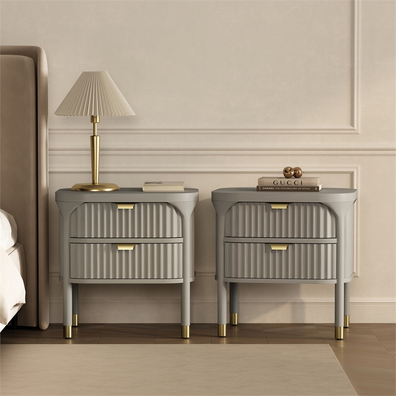 Park Contemporary 2-Piece Dresser and Nightstand in Gray