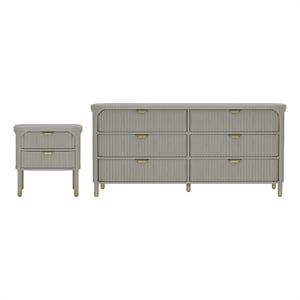 Park Contemporary 2-Piece Dresser and Nightstand in Gray