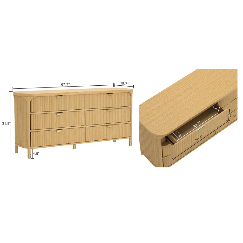 Park Contemporary 2-Piece Dresser and Nightstand in Natural
