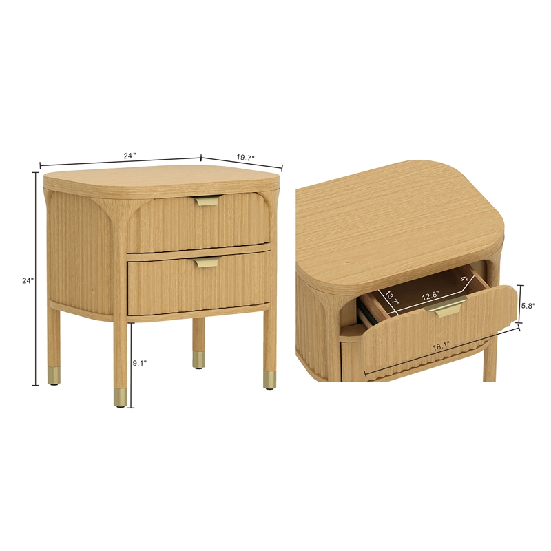 Park Contemporary 2-Piece Dresser and Nightstand in Natural