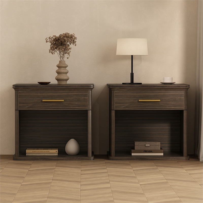 Clifford Traditional 3-Piece Dresser and Nightstand in Walnut