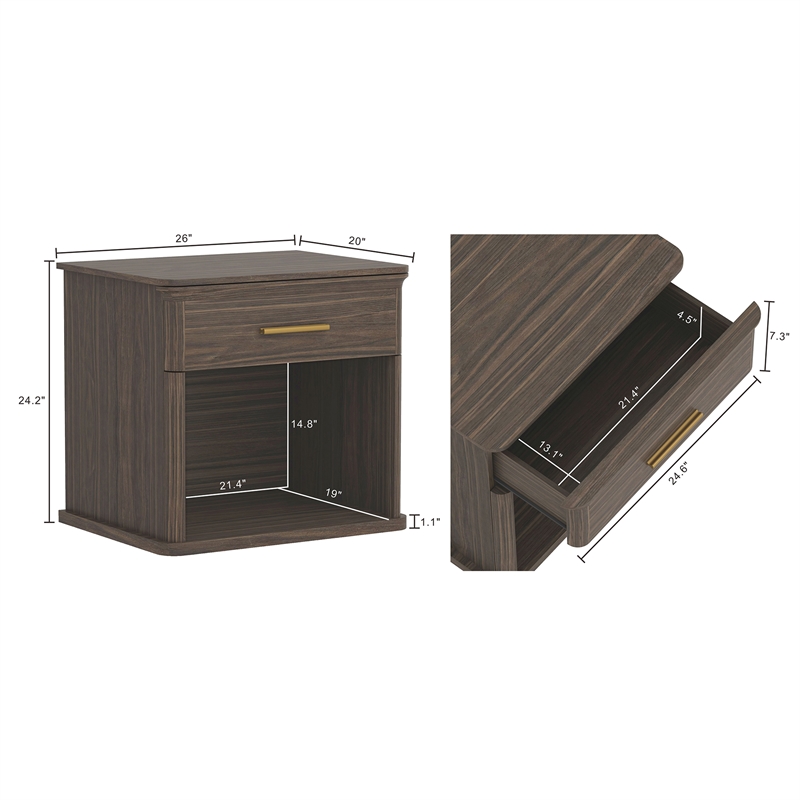 Clifford Traditional 3-Piece Dresser and Nightstand in Walnut