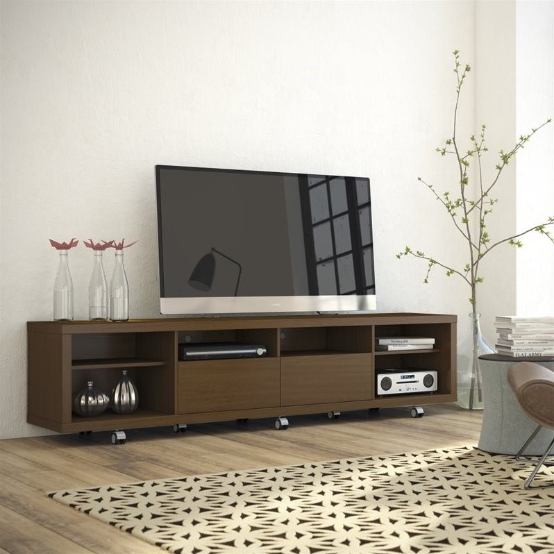 Manhattan Comfort Cabrini 2 Series 85 Tv Stand In Nut Brown