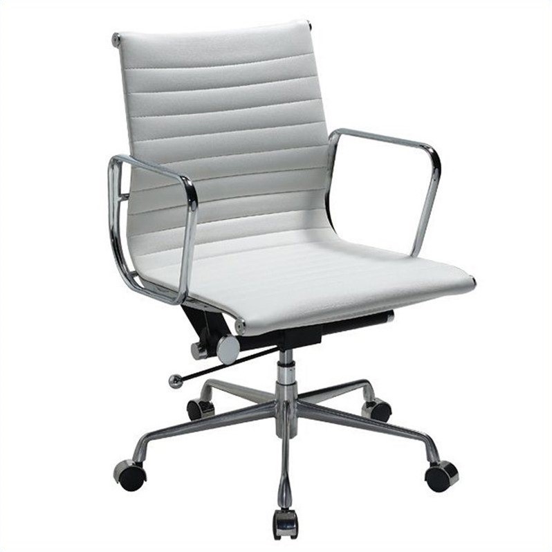 Manhattan Comfort Ellwood Mid Back Office Chair in White - MC-614-WH