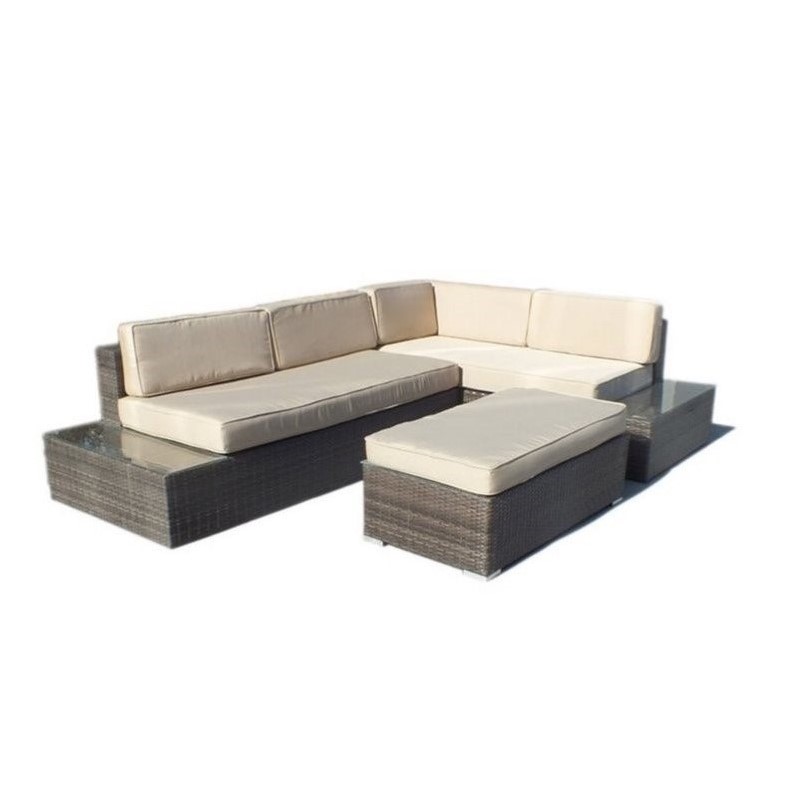 Manhattan Comfort Cambridge 3 Piece Rattan Outdoor Sectional Sofa Set