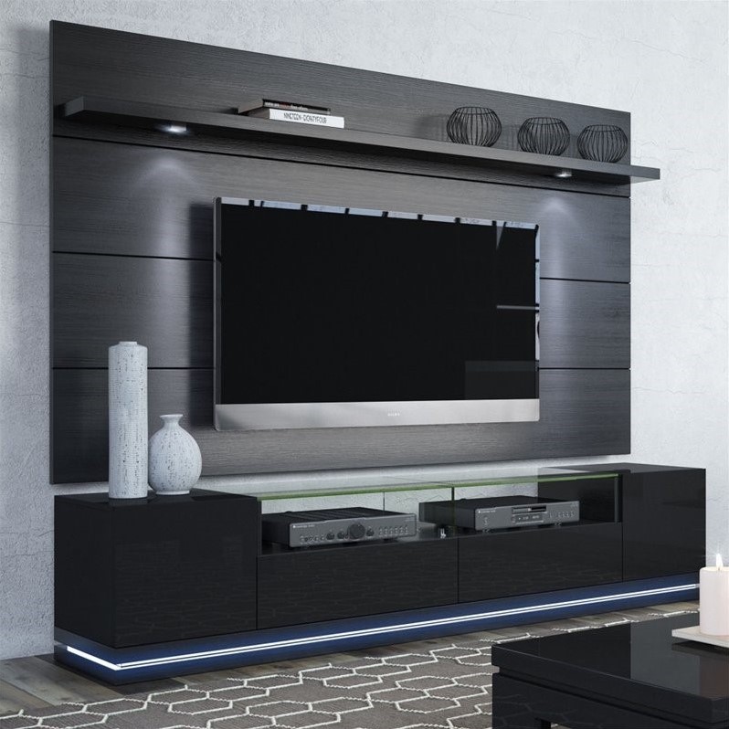 Manhattan Comfort 85" TV Stand and Panel in Black - 2 ...