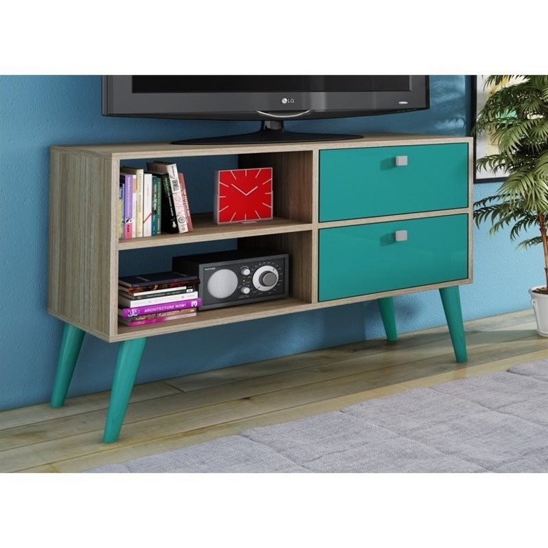 Manhattan Comfort Dalarna 35 Tv Stand In Oak Aqua 3amc126 Manhattan Comfort Dalarna 35