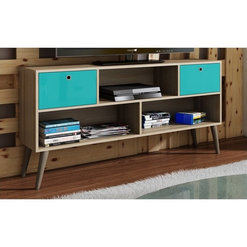 Manhattan Comfort Uppsala 53 Tv Stand In Oak Aqua Gray 4amc134 Manhattan Comfort Uppsala 53