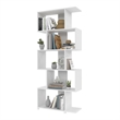 Manhattan Comfort Petrolina 5-Shelf Zig Zag Wood Bookcase in White