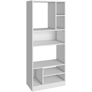 valenca wood series 3.0 8 shelf modern bookcase in white