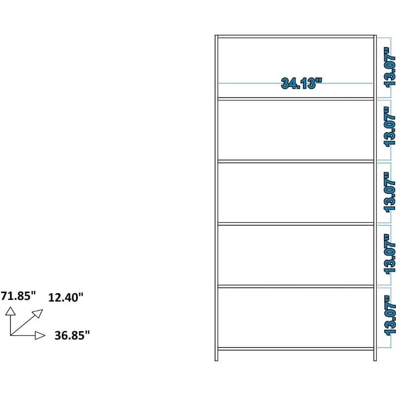 Manhattan Comfort Olinda Series 1.0 Modern 5-Shelf Wood Bookcase in White