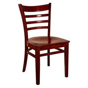 ladderback side chair in mahogany with wood seat (set of 2)
